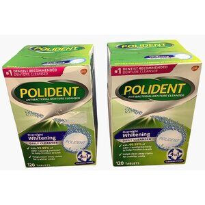 Polident Overnight Whitening Antibacterial Denture Cleanser 240 Tablets Exp 2027